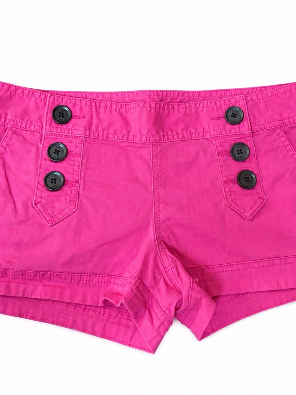 Express Women's Bright Hot Pink Button-Detail High Waist Shorts
